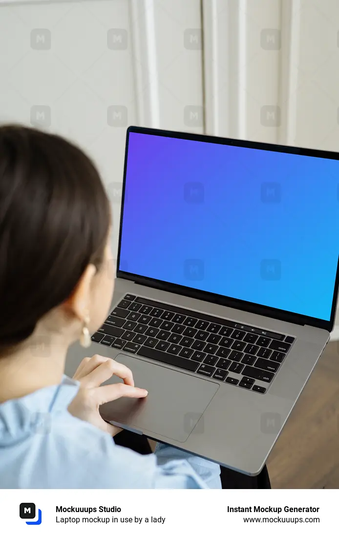 Laptop mockup in use by a lady
