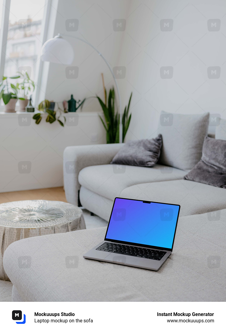 Laptop mockup on the sofa