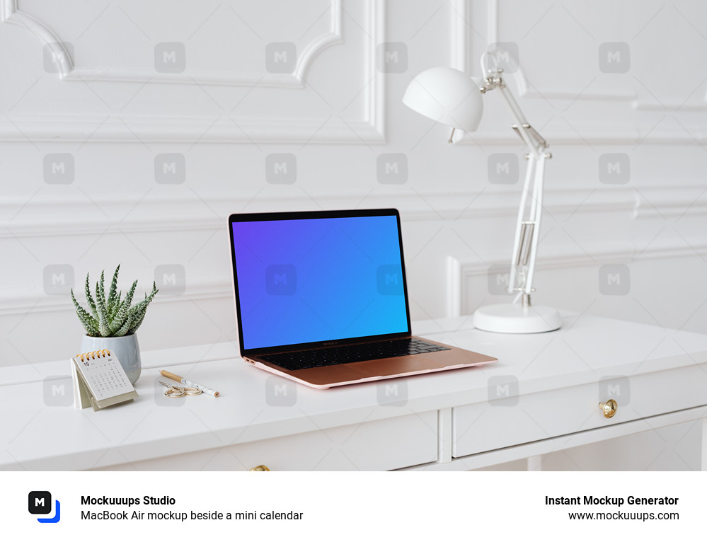 MacBook Air mockup beside a mini calendar 