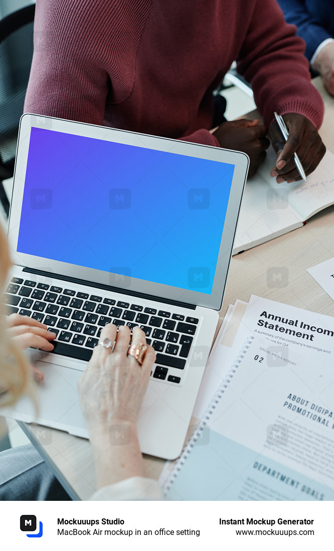 MacBook Air mockup in an office setting