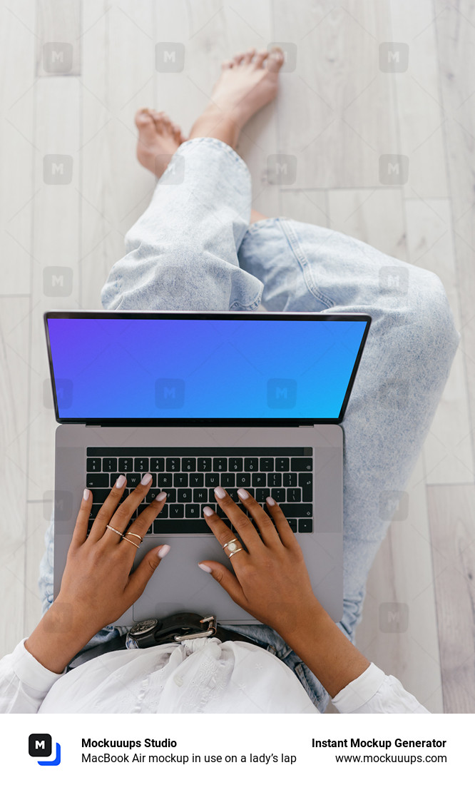 MacBook Air mockup in use on a lady’s lap