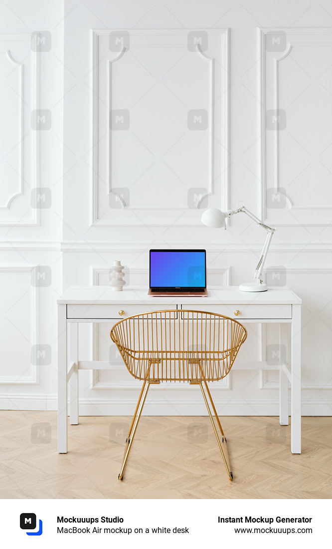 MacBook Air mockup on a white desk