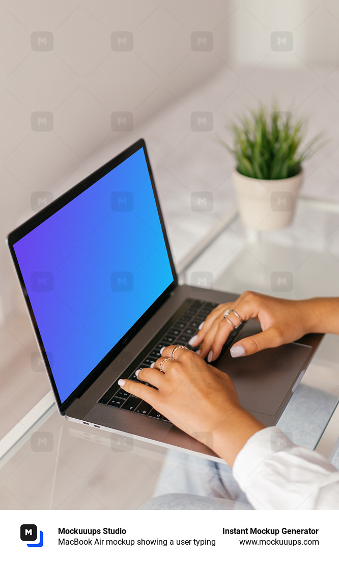 MacBook Air mockup showing a user typing