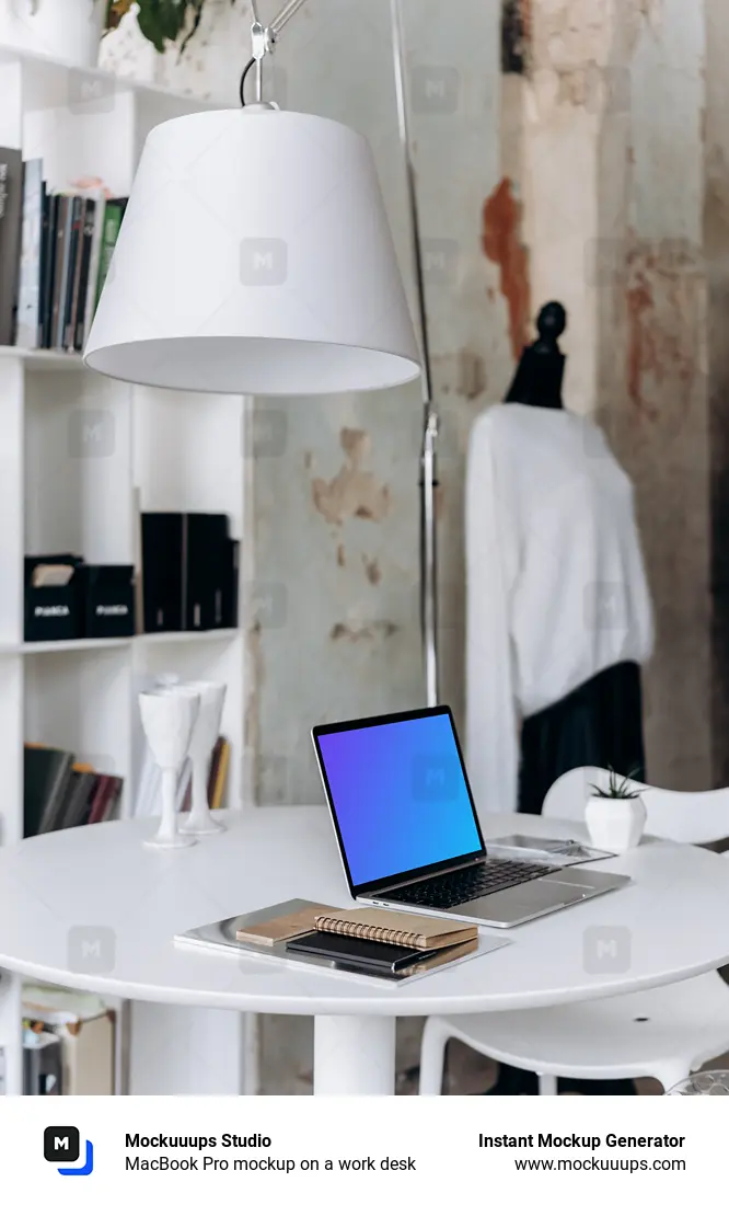 MacBook Pro mockup on a work desk