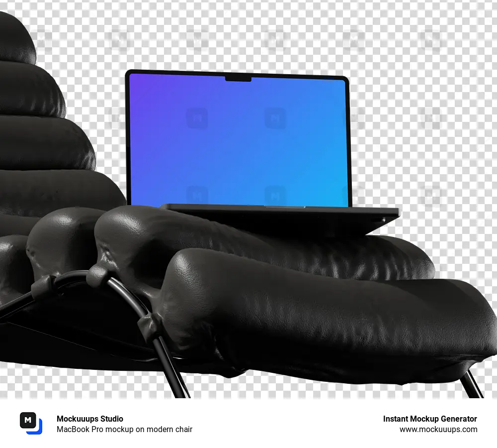 MacBook Pro mockup on modern chair