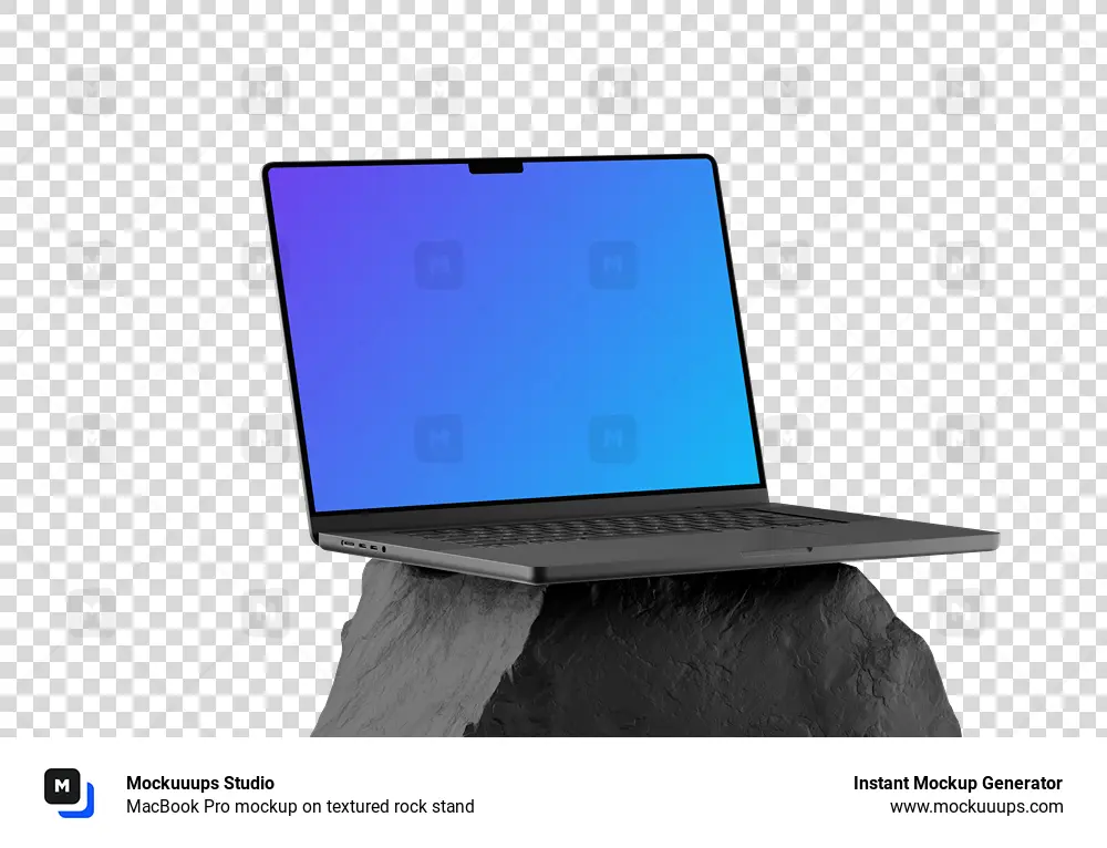 MacBook Pro mockup on textured rock stand