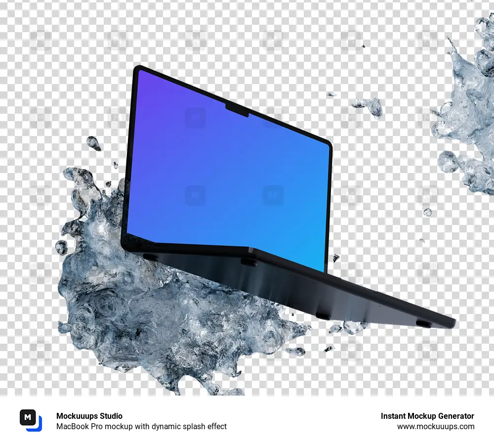 MacBook Pro mockup with dynamic splash effect