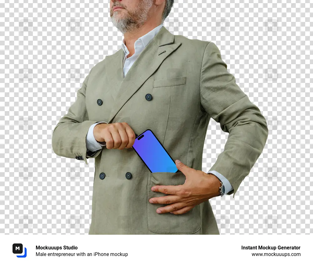Male entrepreneur with an iPhone mockup