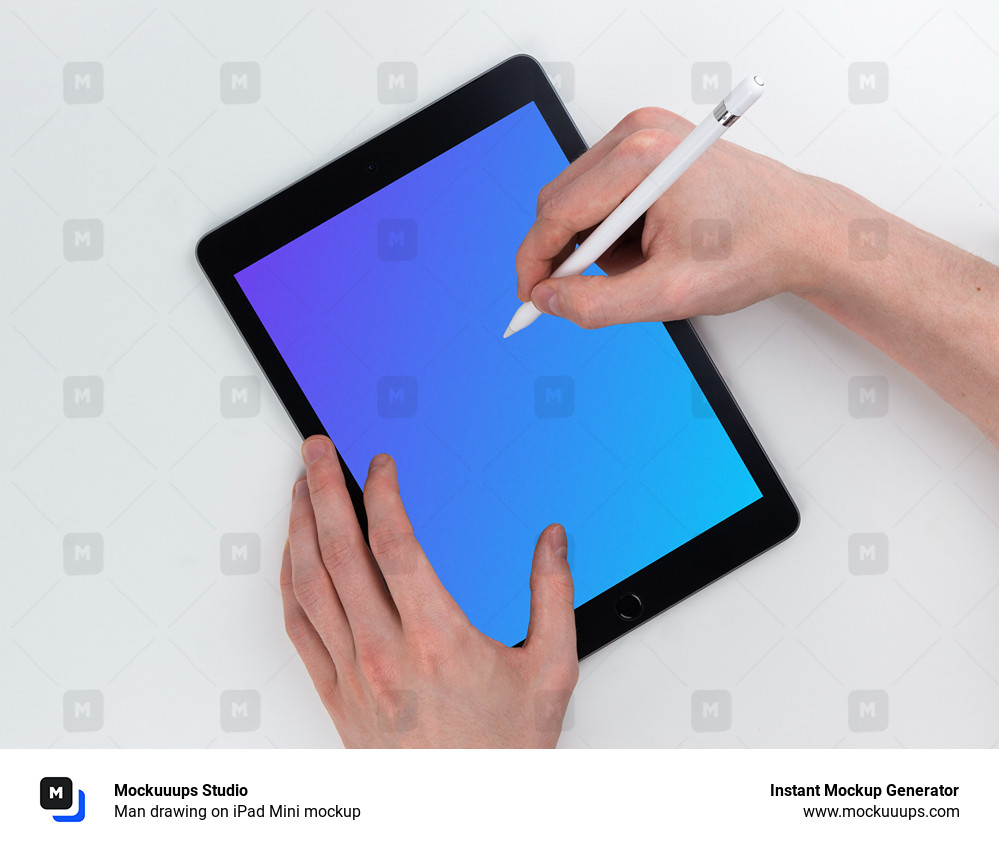 Man drawing on iPad Mini mockup