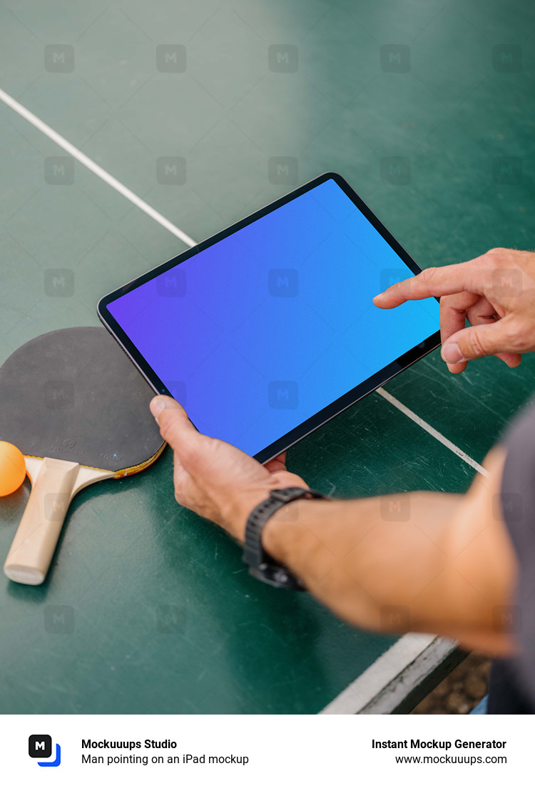 Man pointing on an iPad mockup