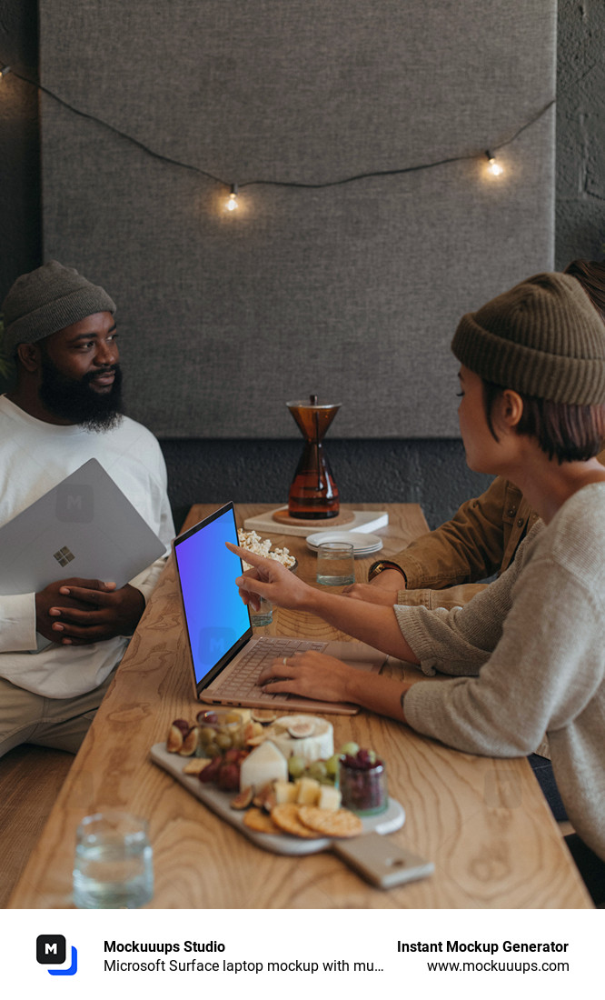 Microsoft Surface laptop mockup with multiple users