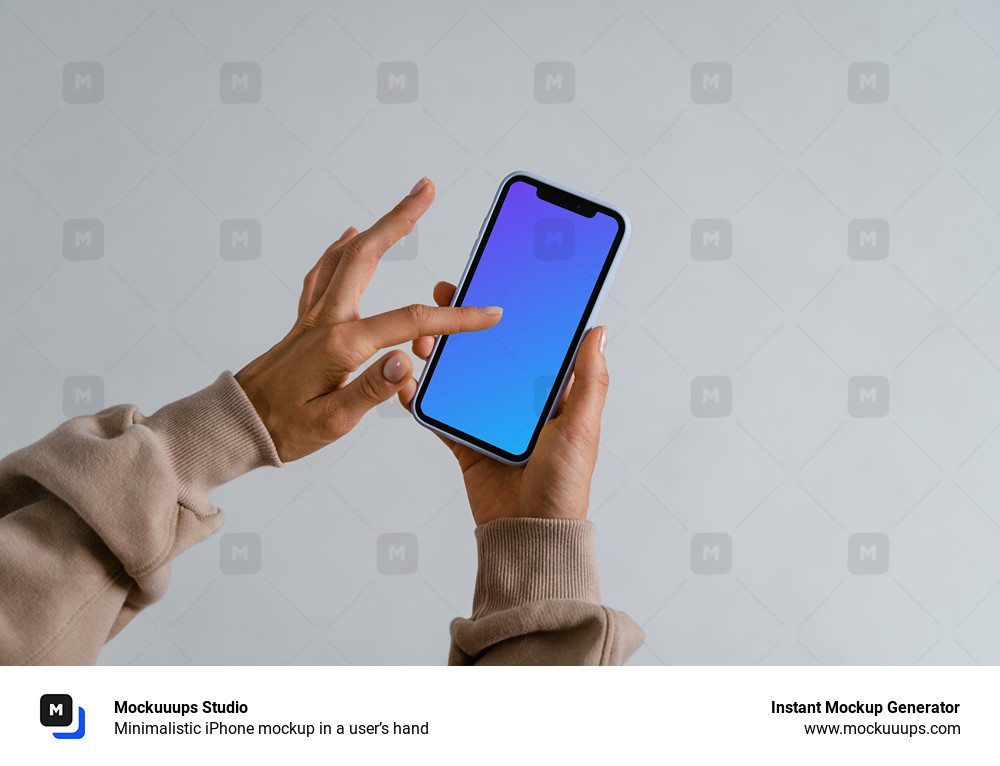 Minimalistic iPhone mockup in a user’s hand