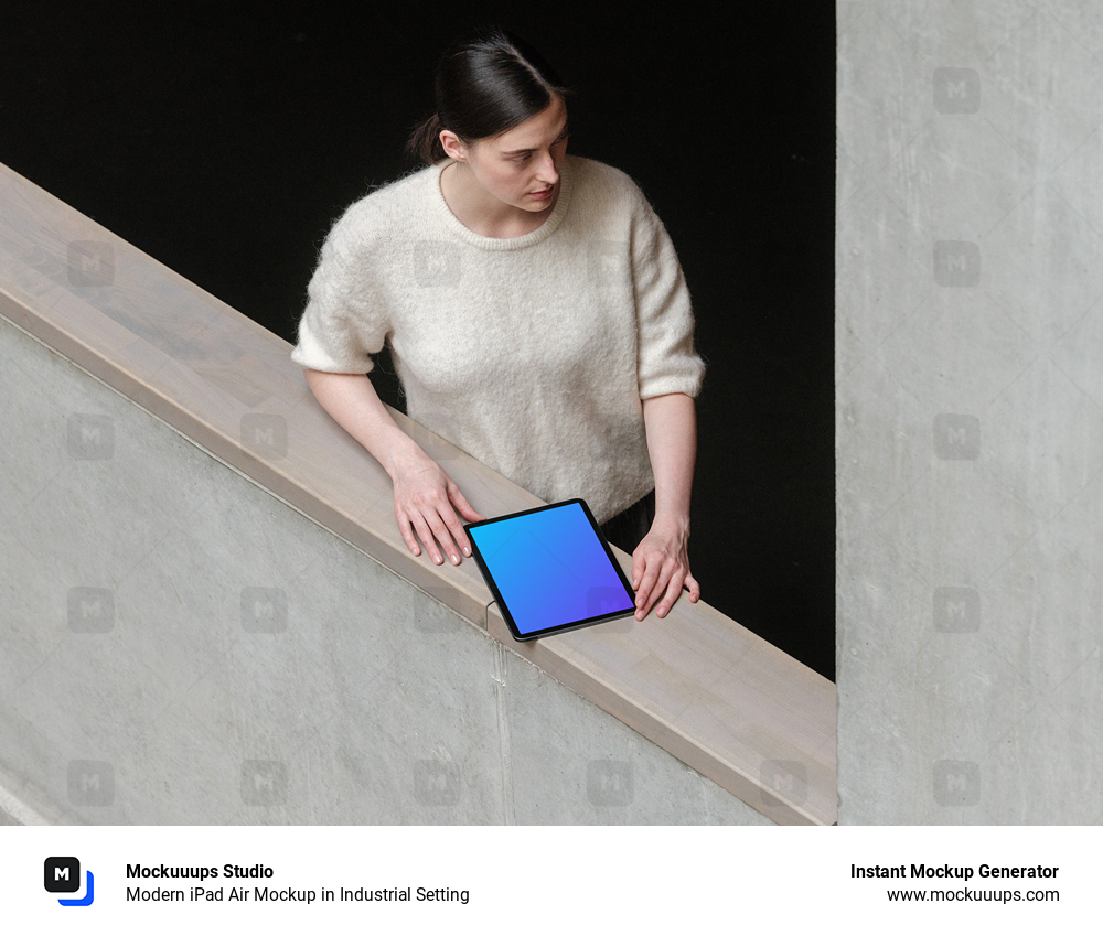 Modern iPad Air Mockup in Industrial Setting