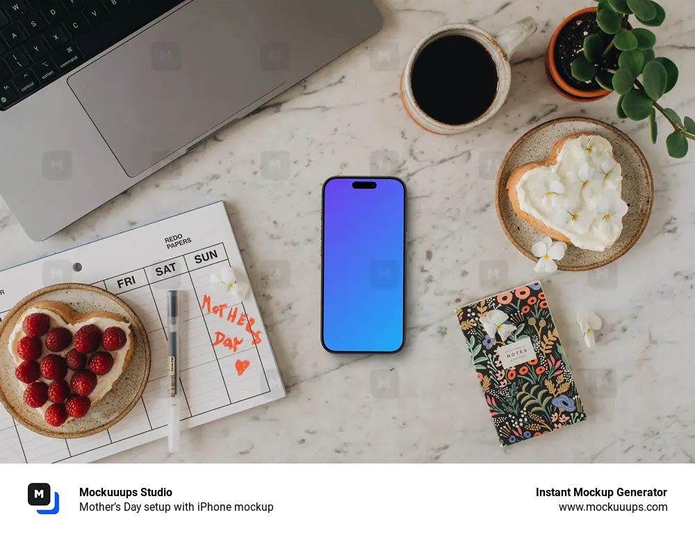 Mother’s Day setup with iPhone mockup
