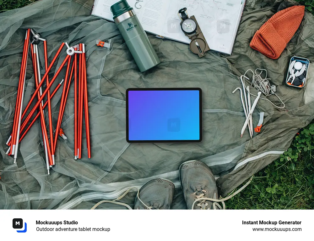 Outdoor adventure tablet mockup