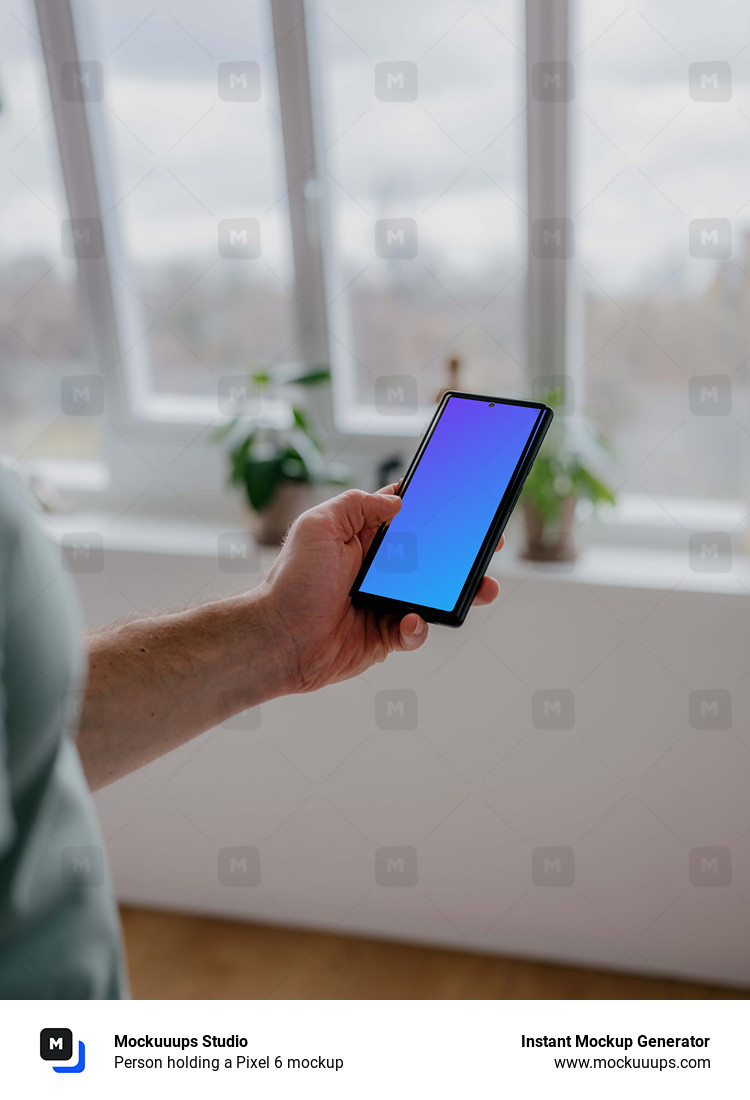 Person holding a Pixel 6 mockup