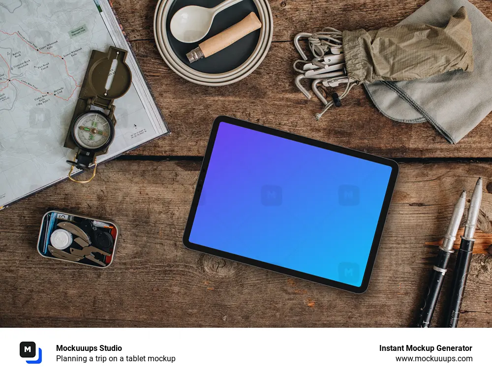 Planning a trip on a tablet mockup