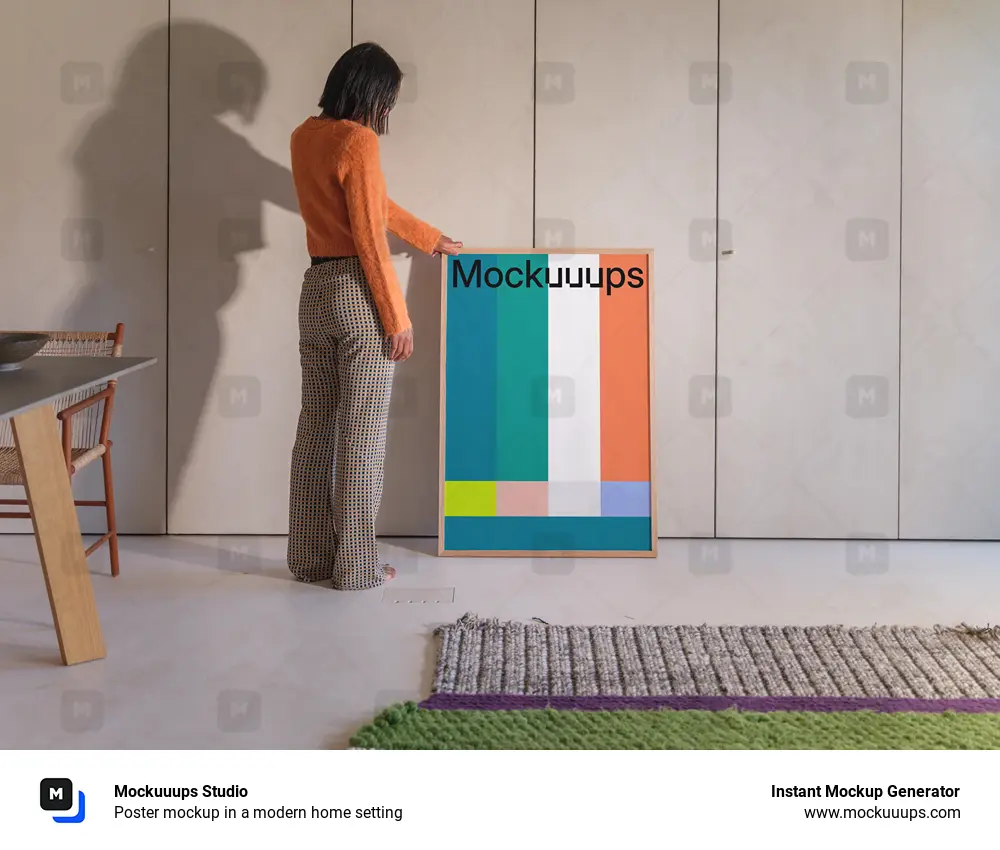 Poster mockup in a modern home setting