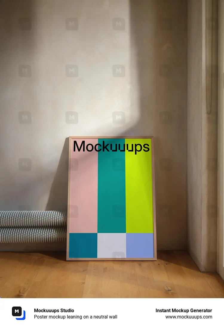 Poster mockup leaning on a neutral wall