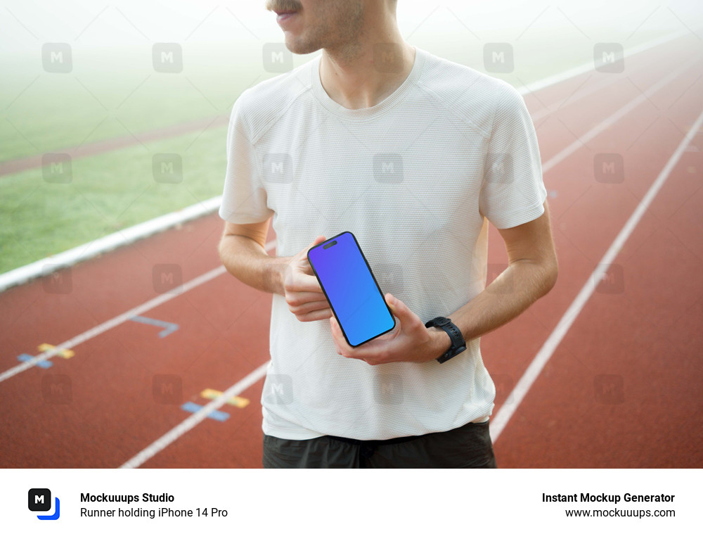 Runner holding iPhone 14 Pro