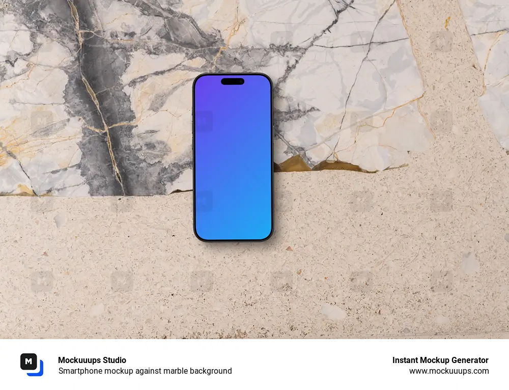 Smartphone mockup against marble background