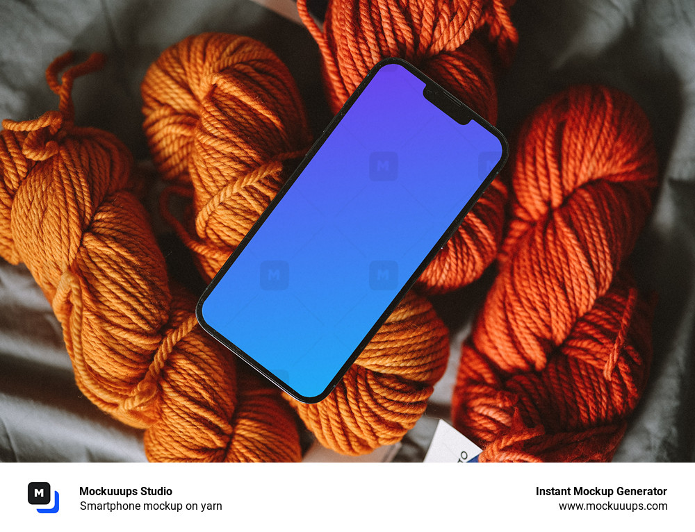 Smartphone mockup on yarn