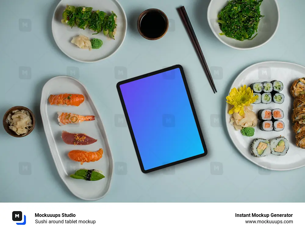 Sushi around tablet mockup