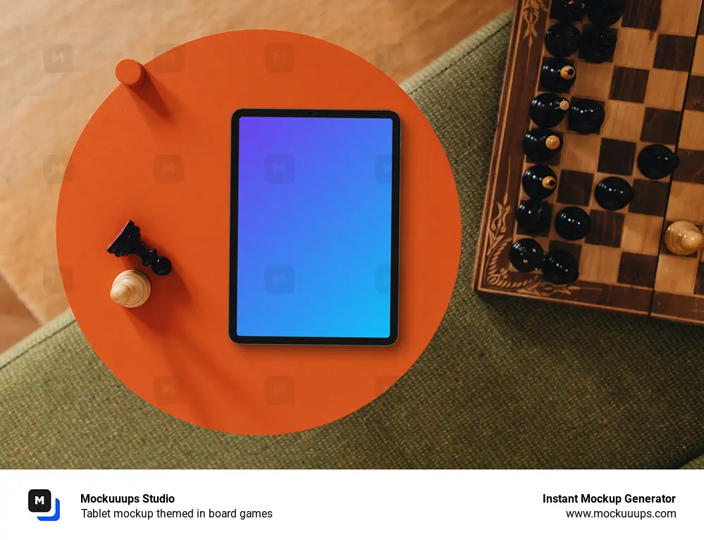 Tablet mockup themed in board games