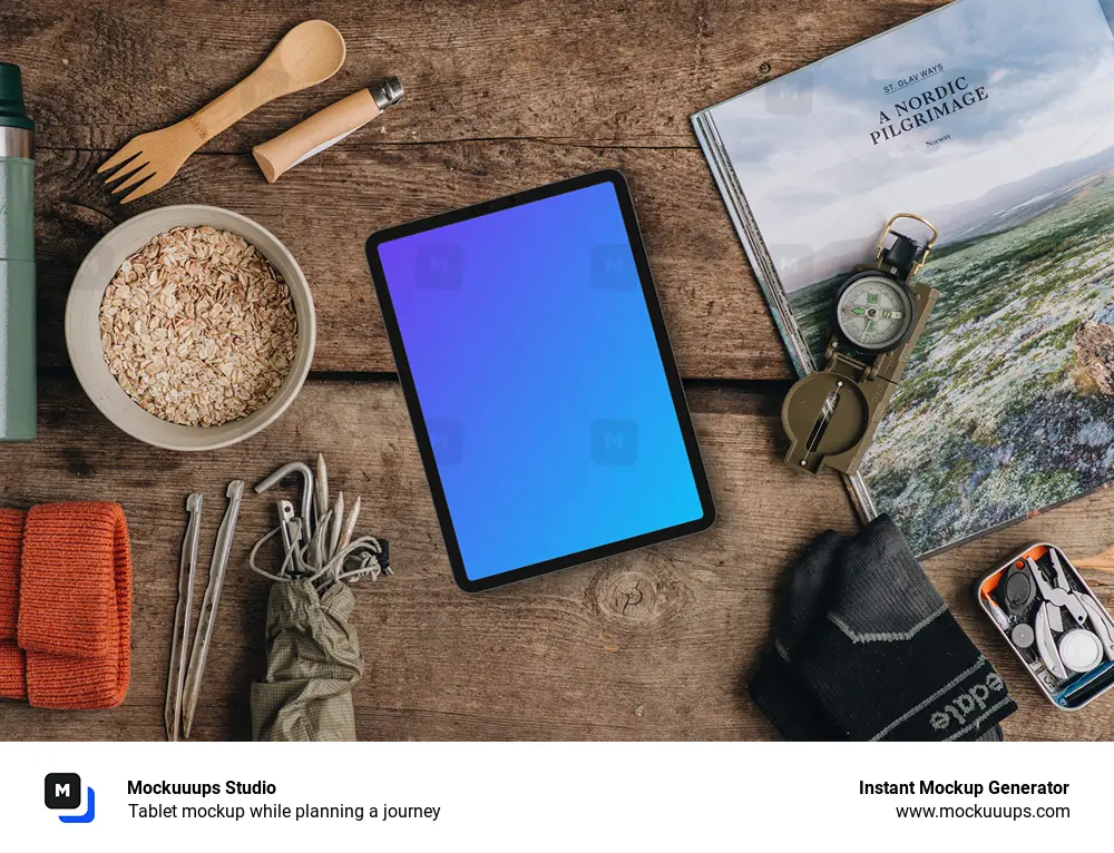 Tablet mockup while planning a journey