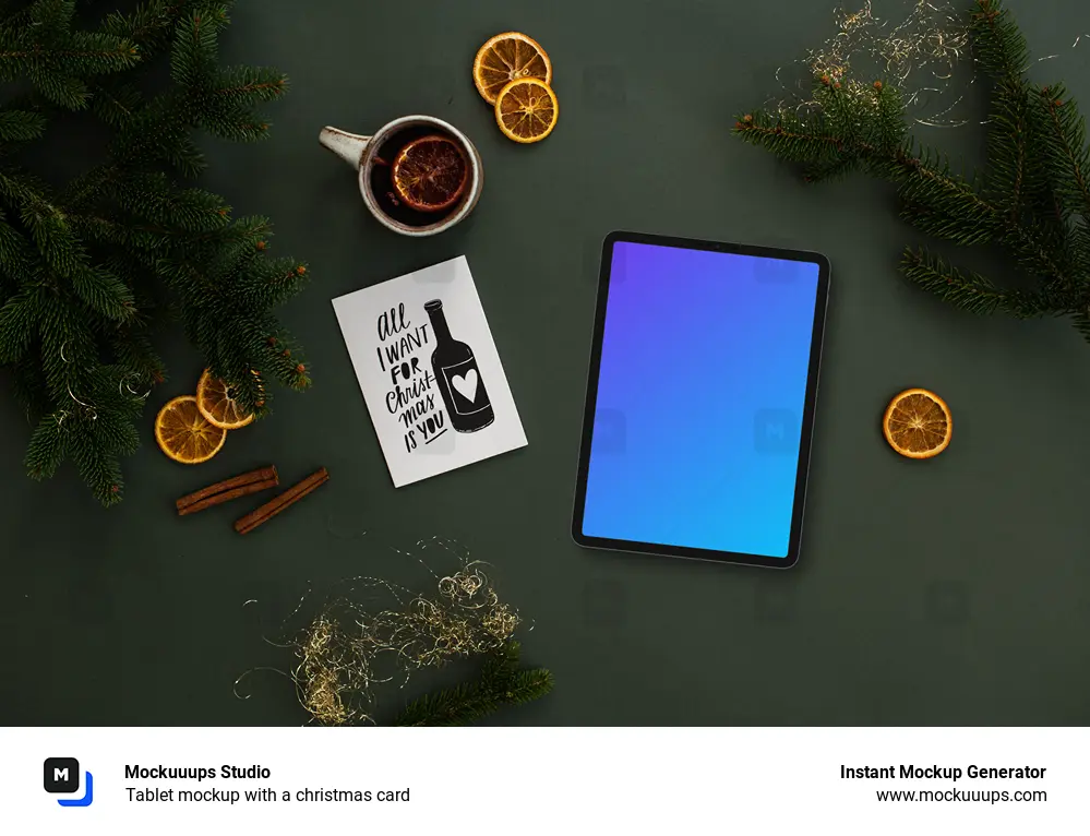 Tablet mockup with a christmas card