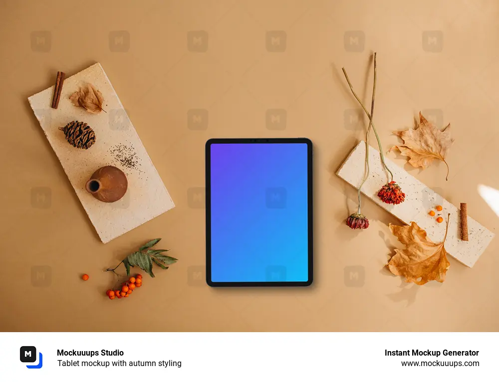Tablet mockup with autumn styling