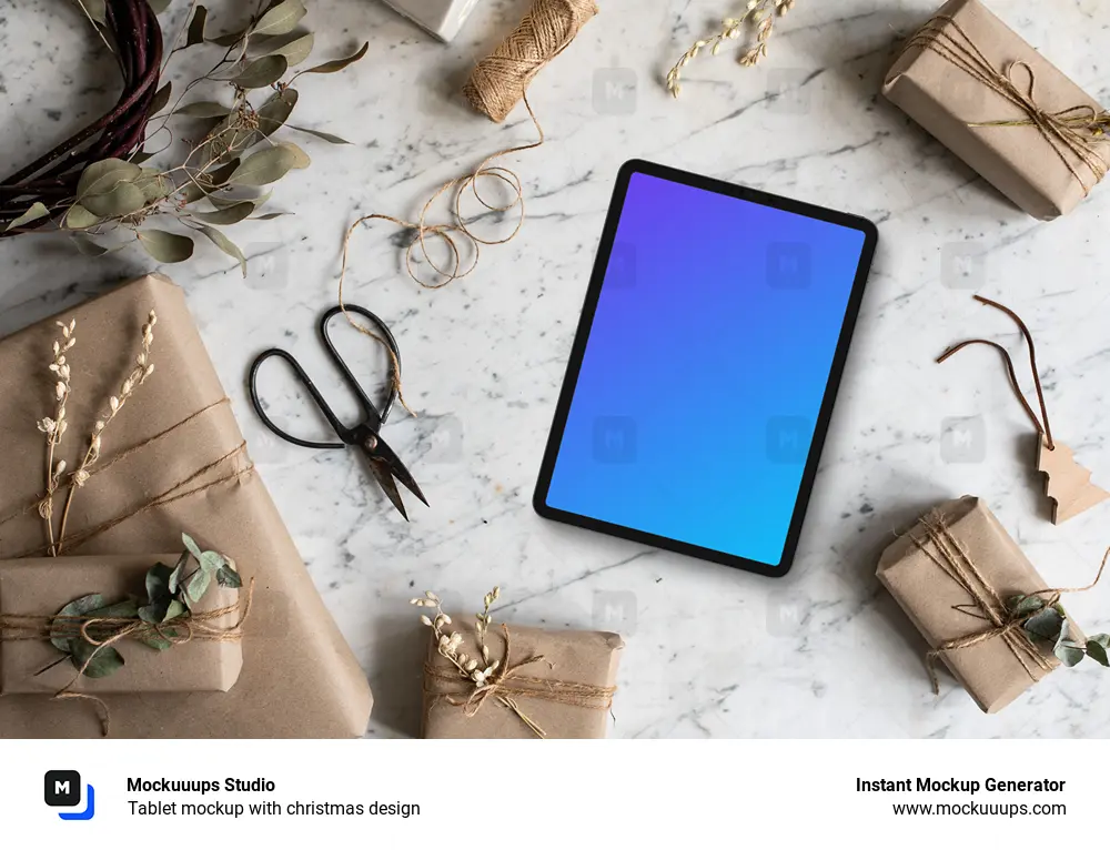 Tablet mockup with christmas design