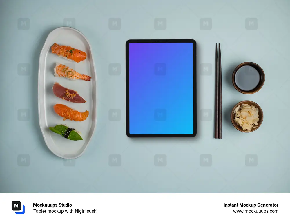 Tablet mockup with Nigiri sushi