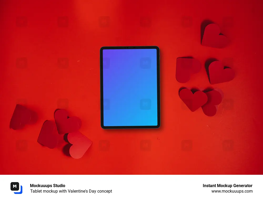 Tablet mockup with Valentine's Day concept