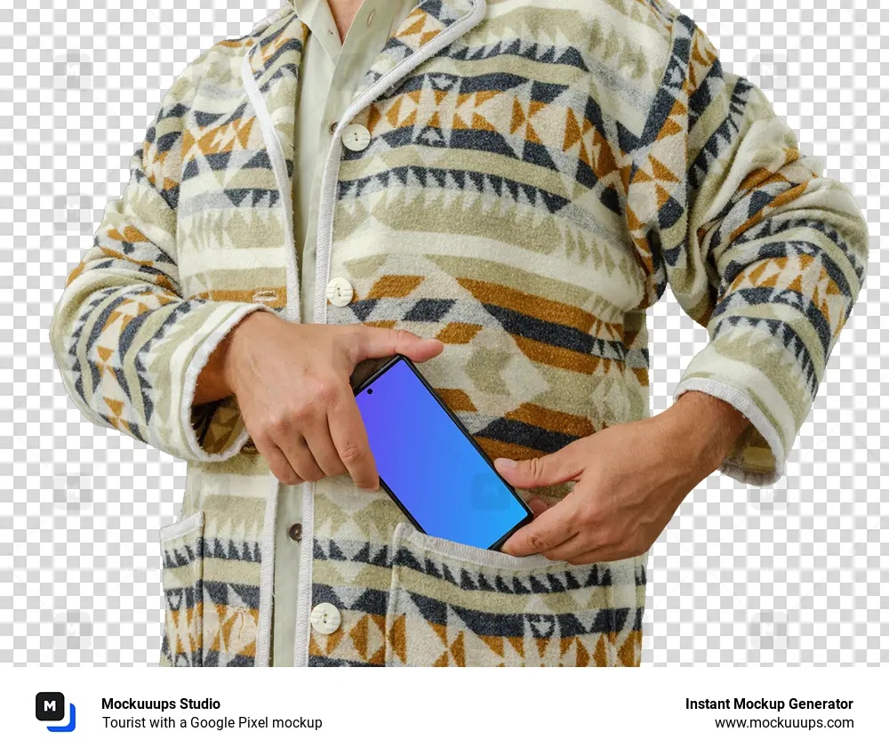 Tourist with a Google Pixel mockup