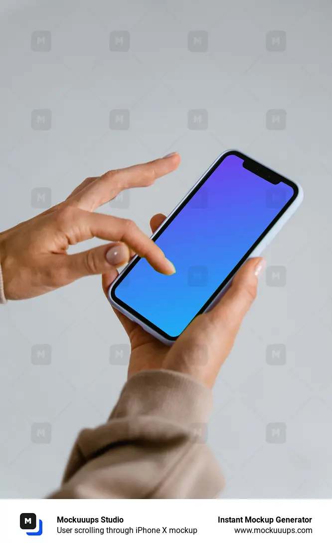 User scrolling through iPhone X mockup