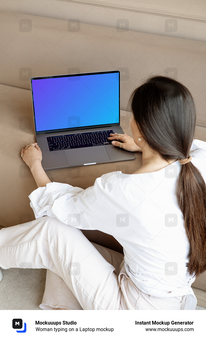 Woman typing on a Laptop mockup