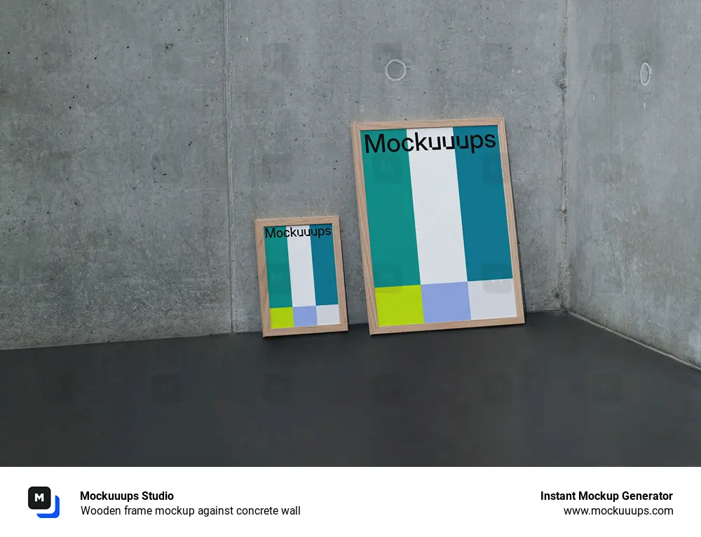 Wooden frame mockup against concrete wall