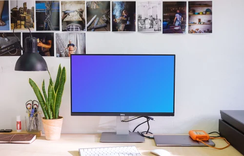 Clean desk with Dell display mockup