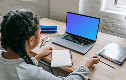Young Girl Use a MacBook Pro mockup