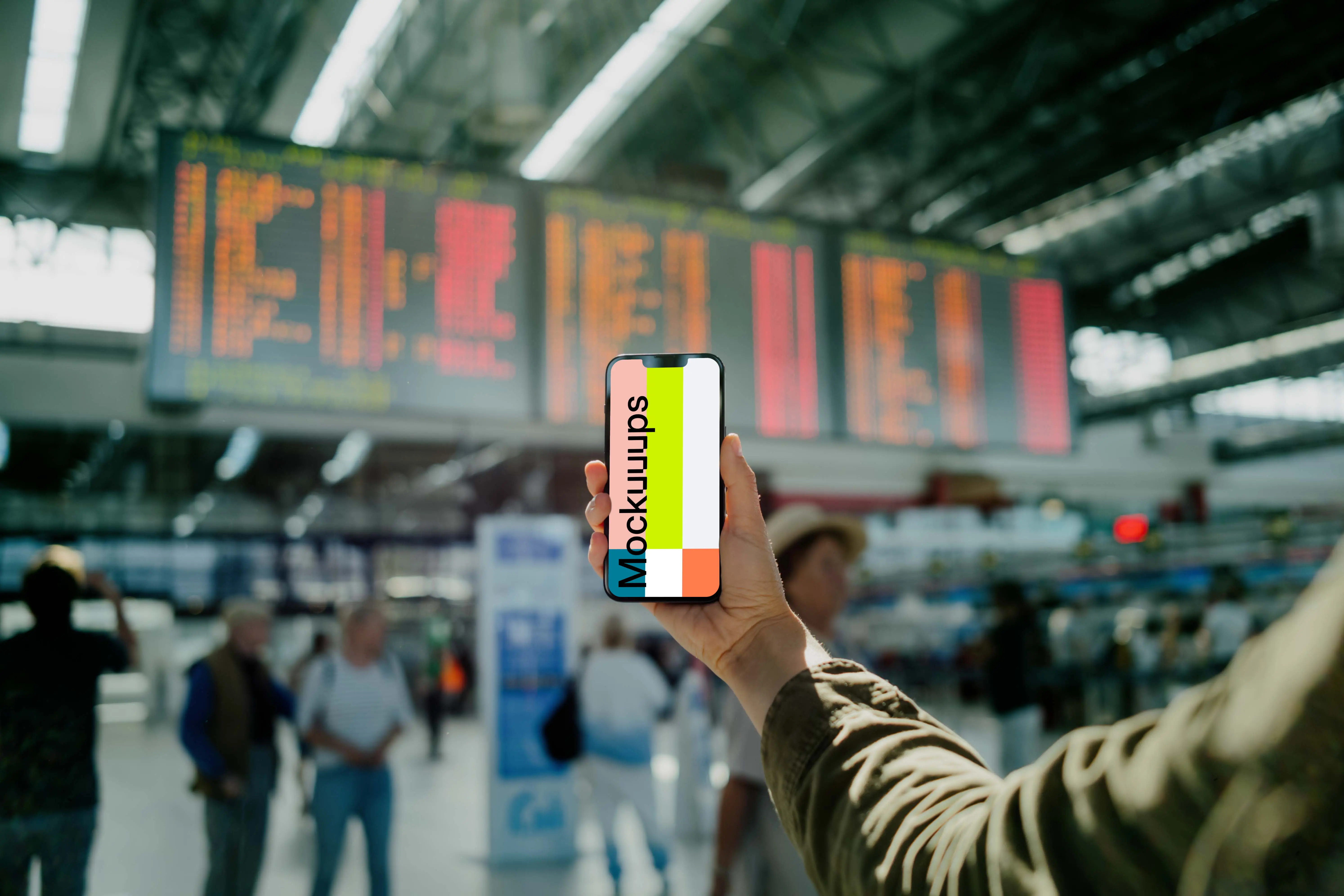 Airport theme mockup with a smartphone