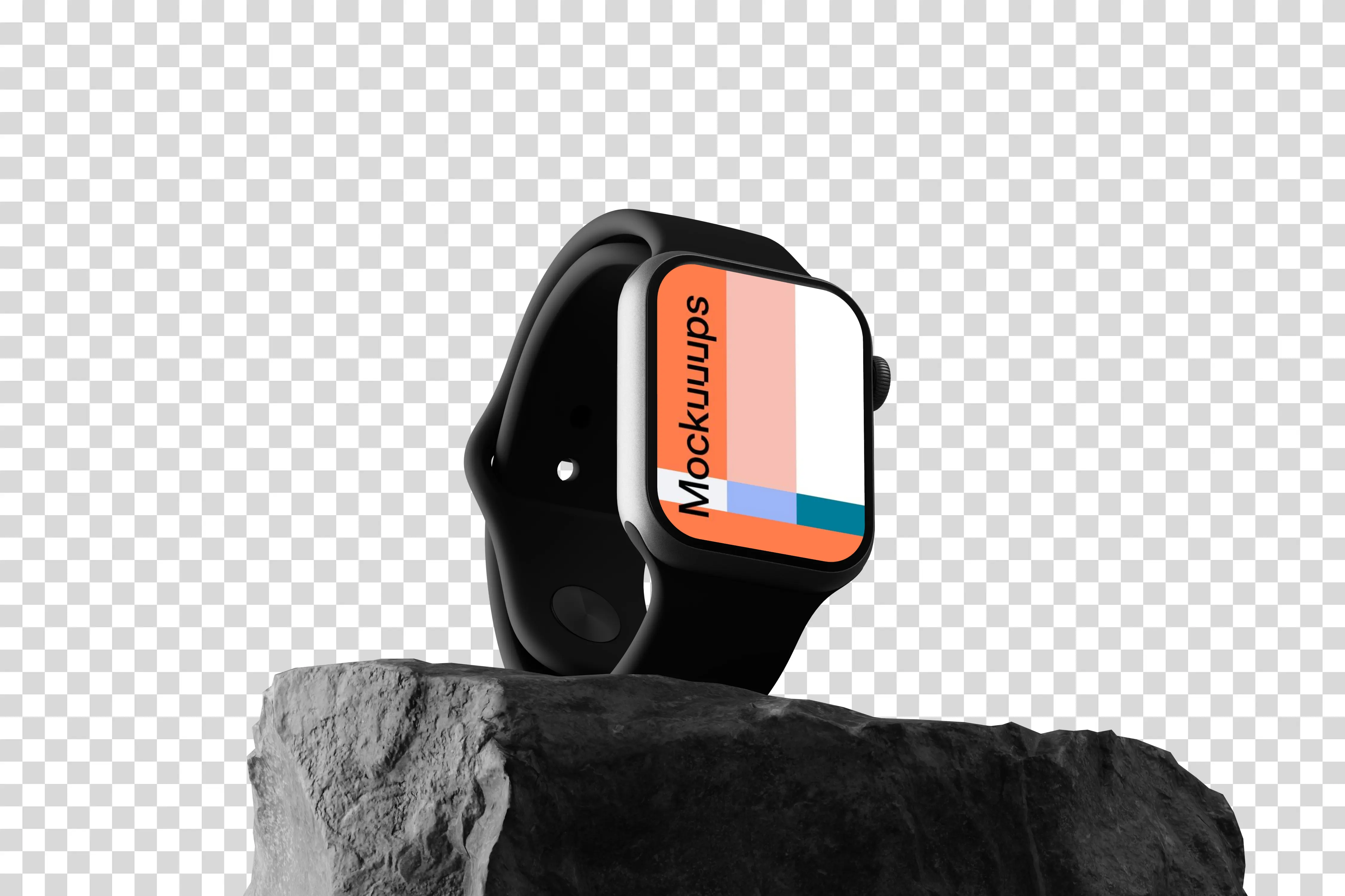 Apple Watch mockup on textured rock