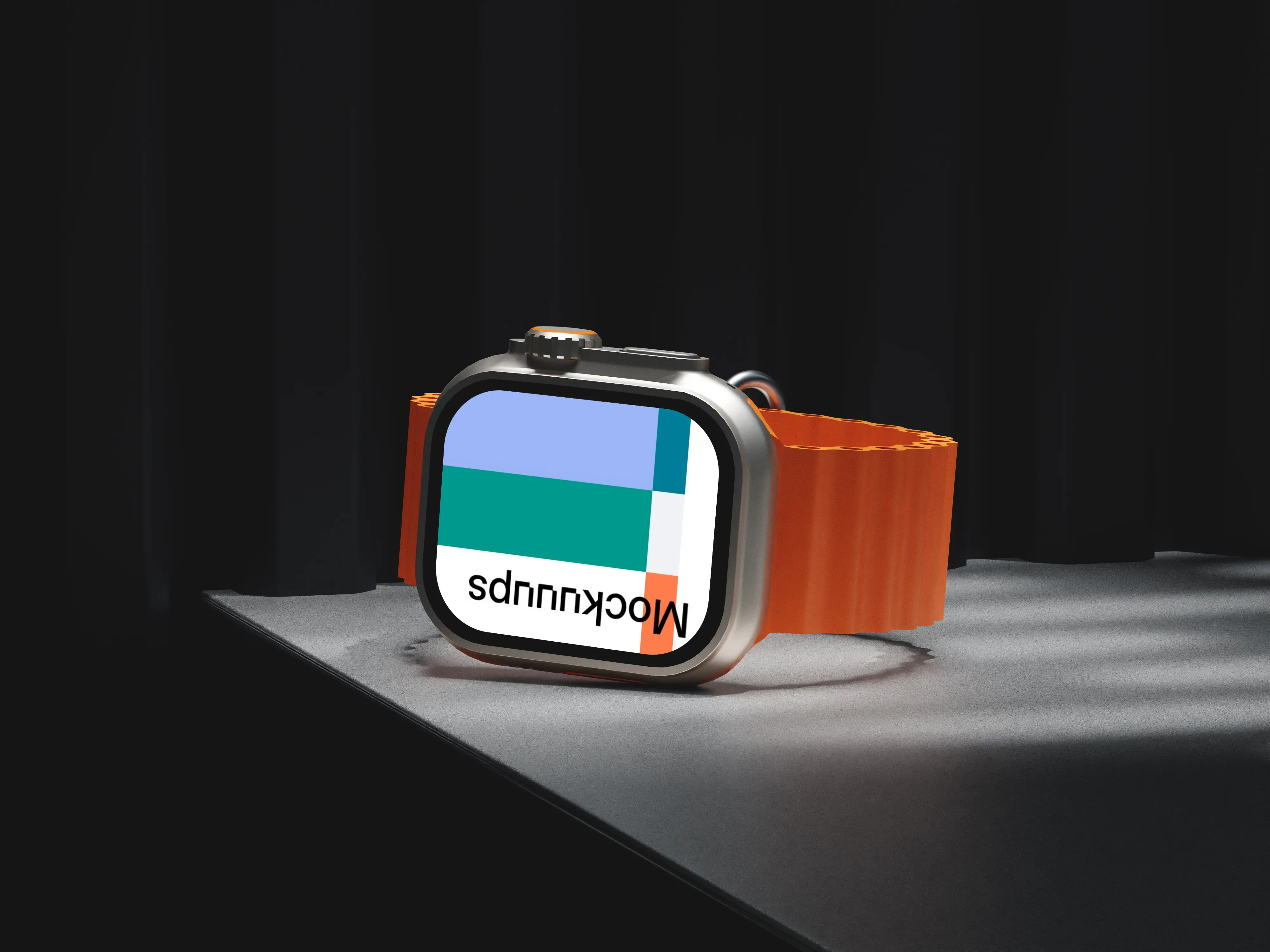 Apple Watch Ultra mockup on a dark surface