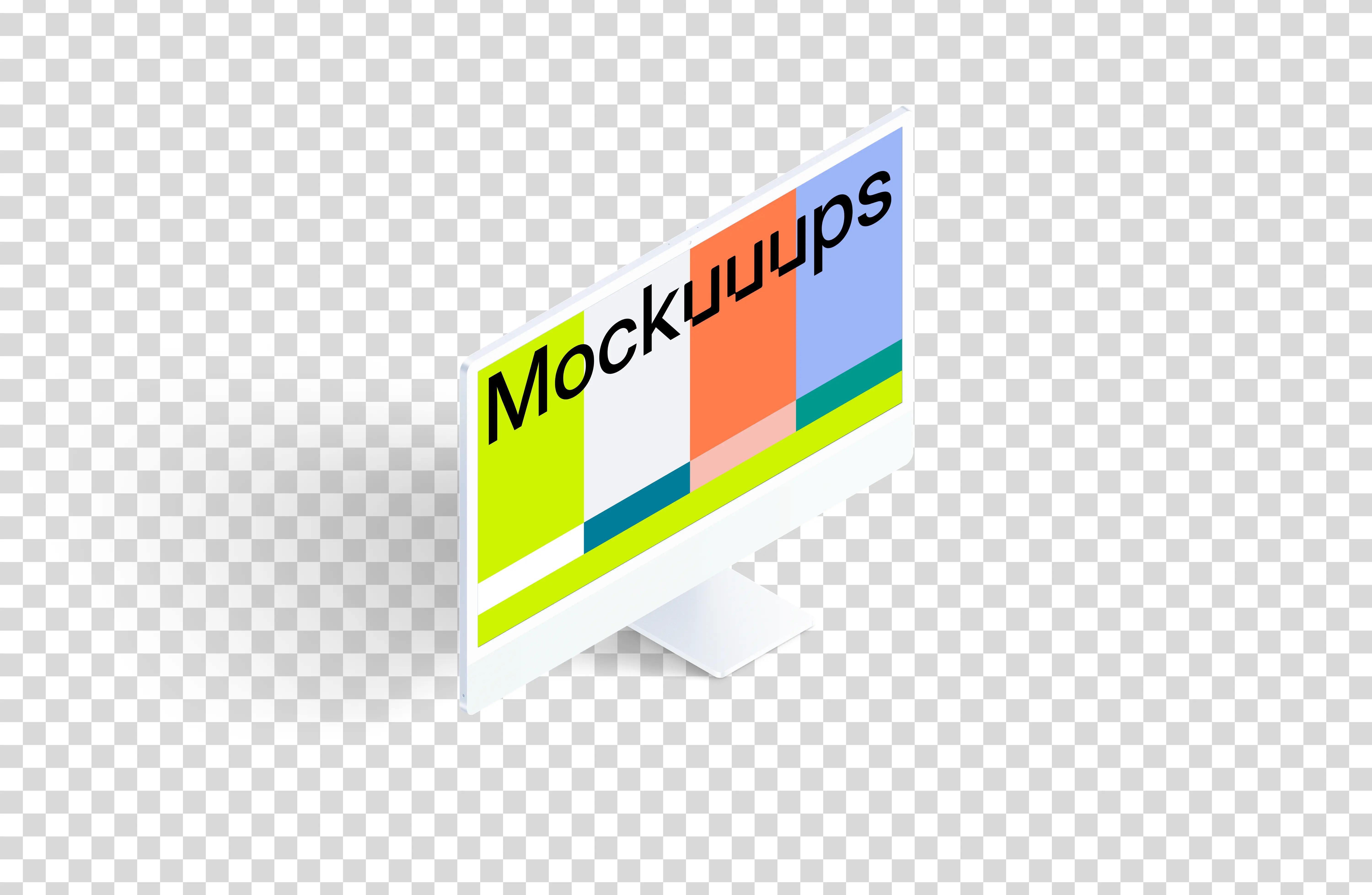 Clay iMac 24“ Mockup - Isometric Left (Floor Shadow)