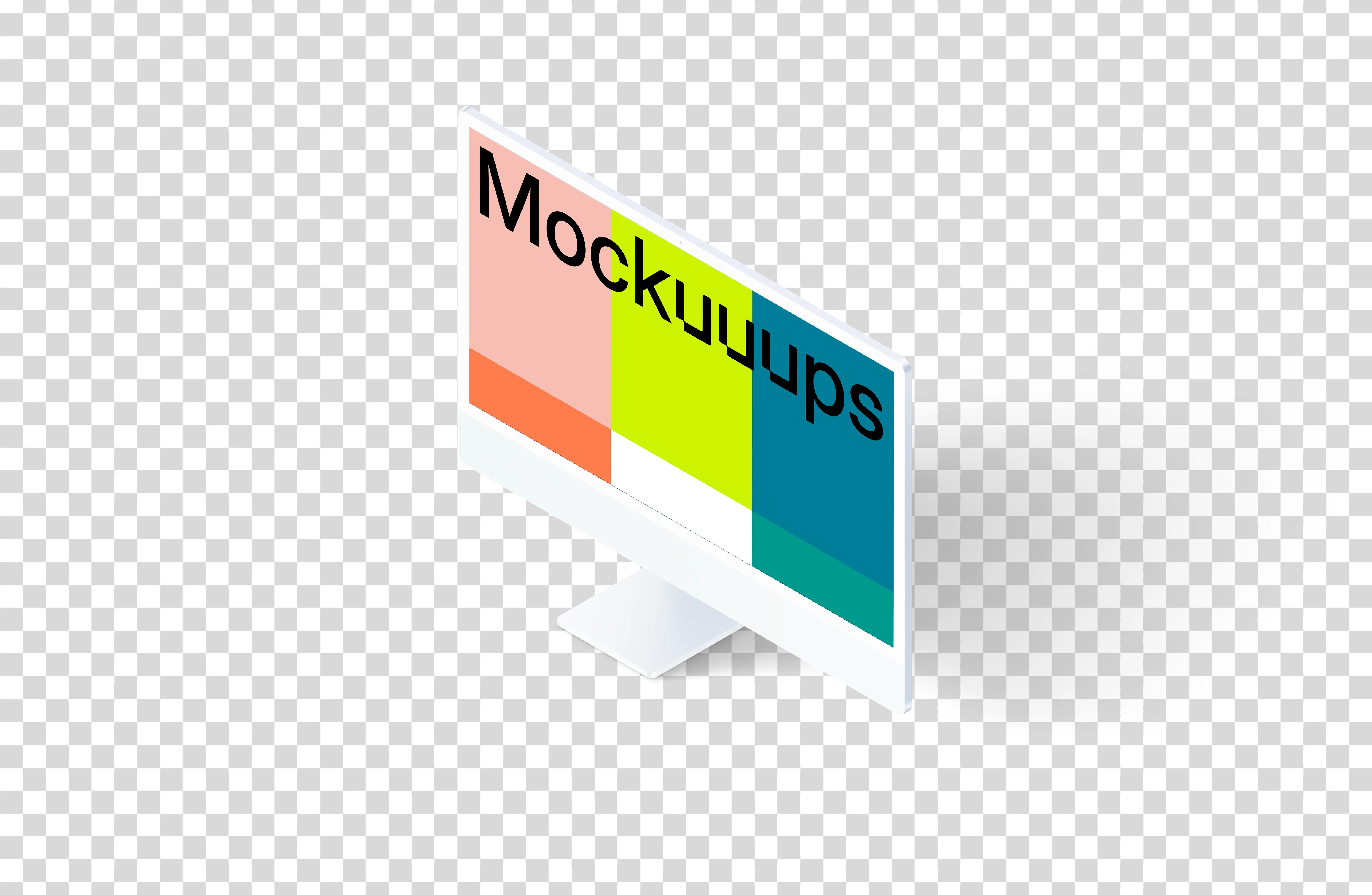 Clay iMac 24“ Mockup - Isometric Right (Floor Shadow)