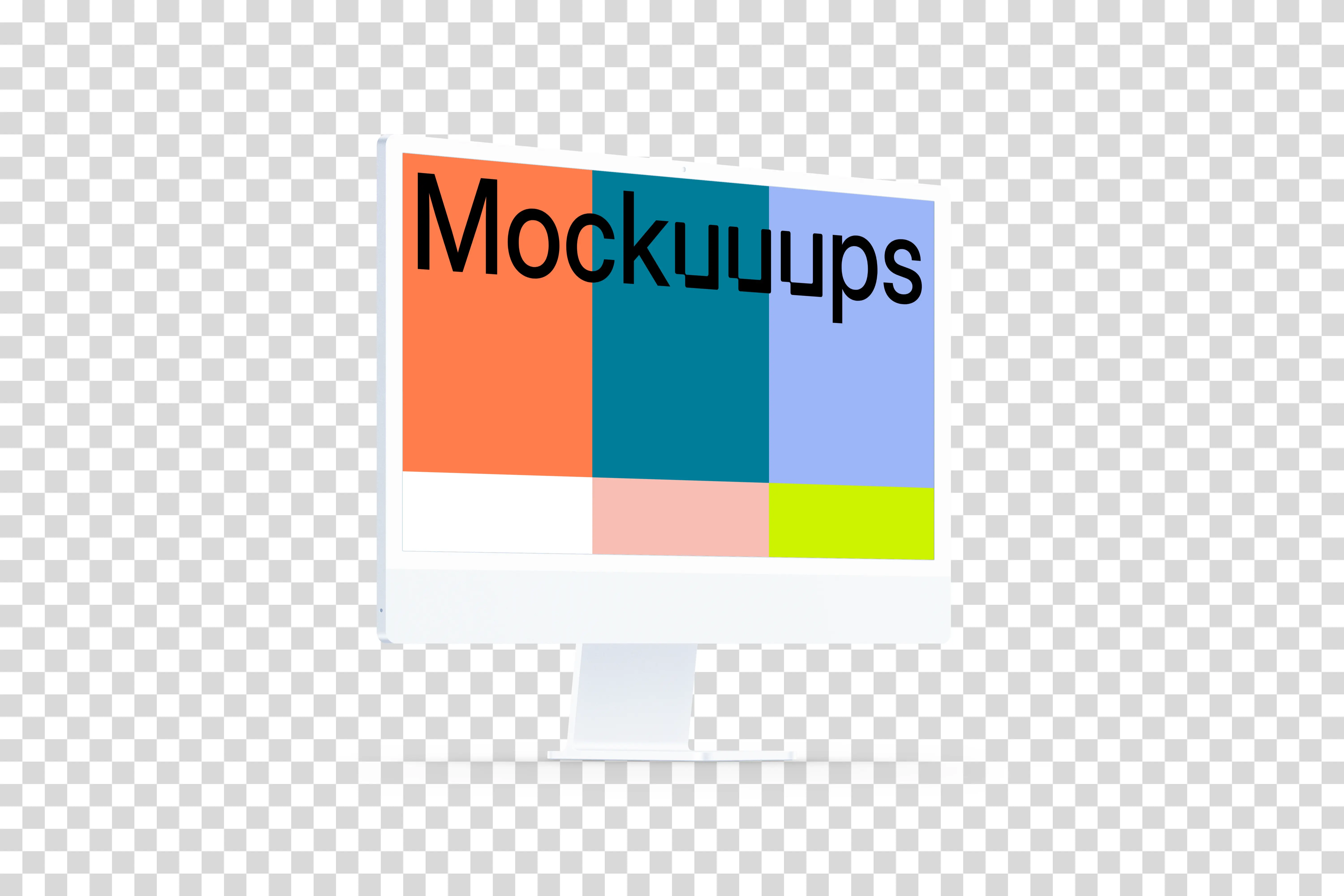 Clay iMac 24“ Mockup - Perspective Left (Floor Shadow)