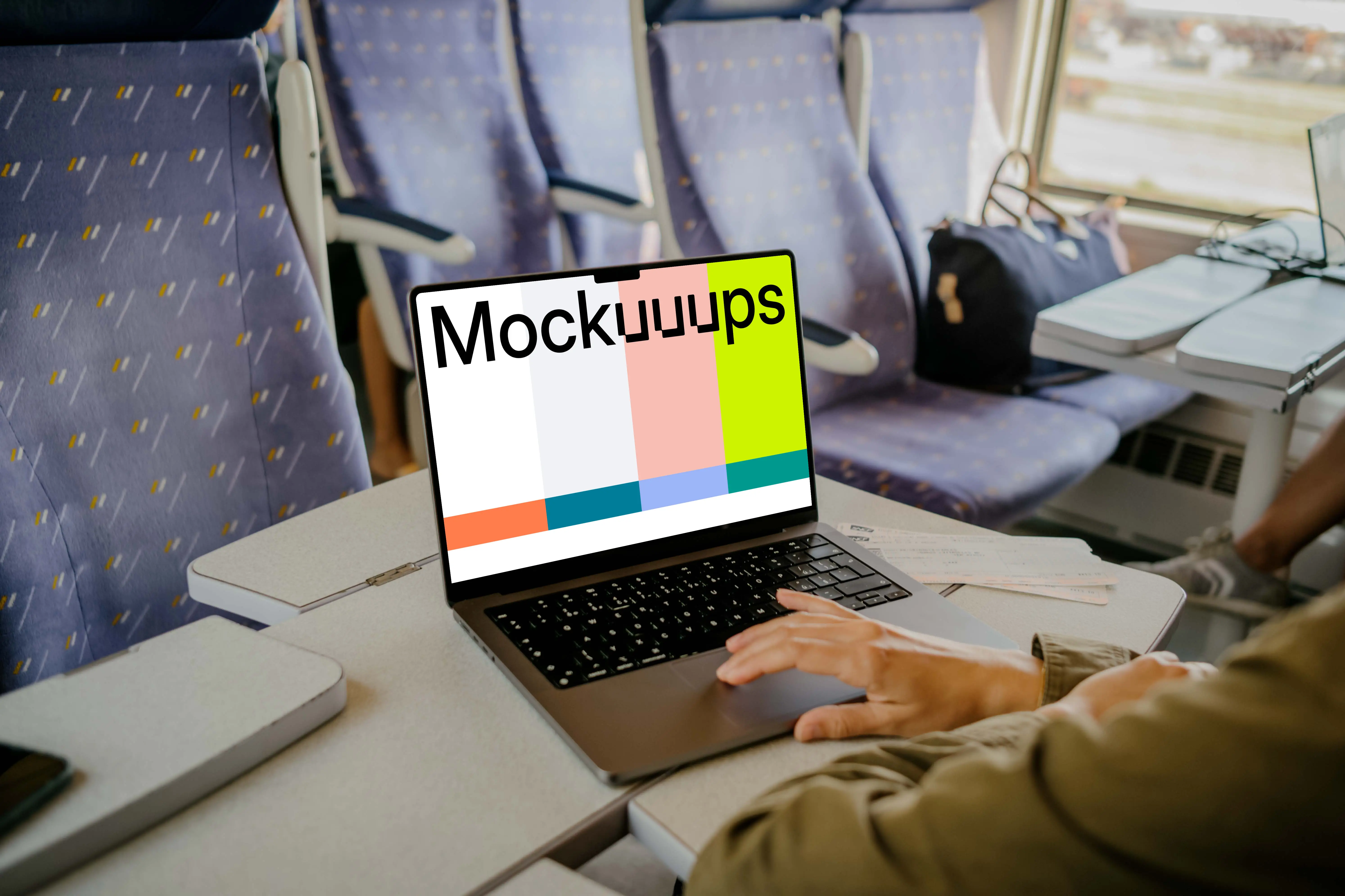 Female hand scrolling on a MacBook Pro 14 mockup
