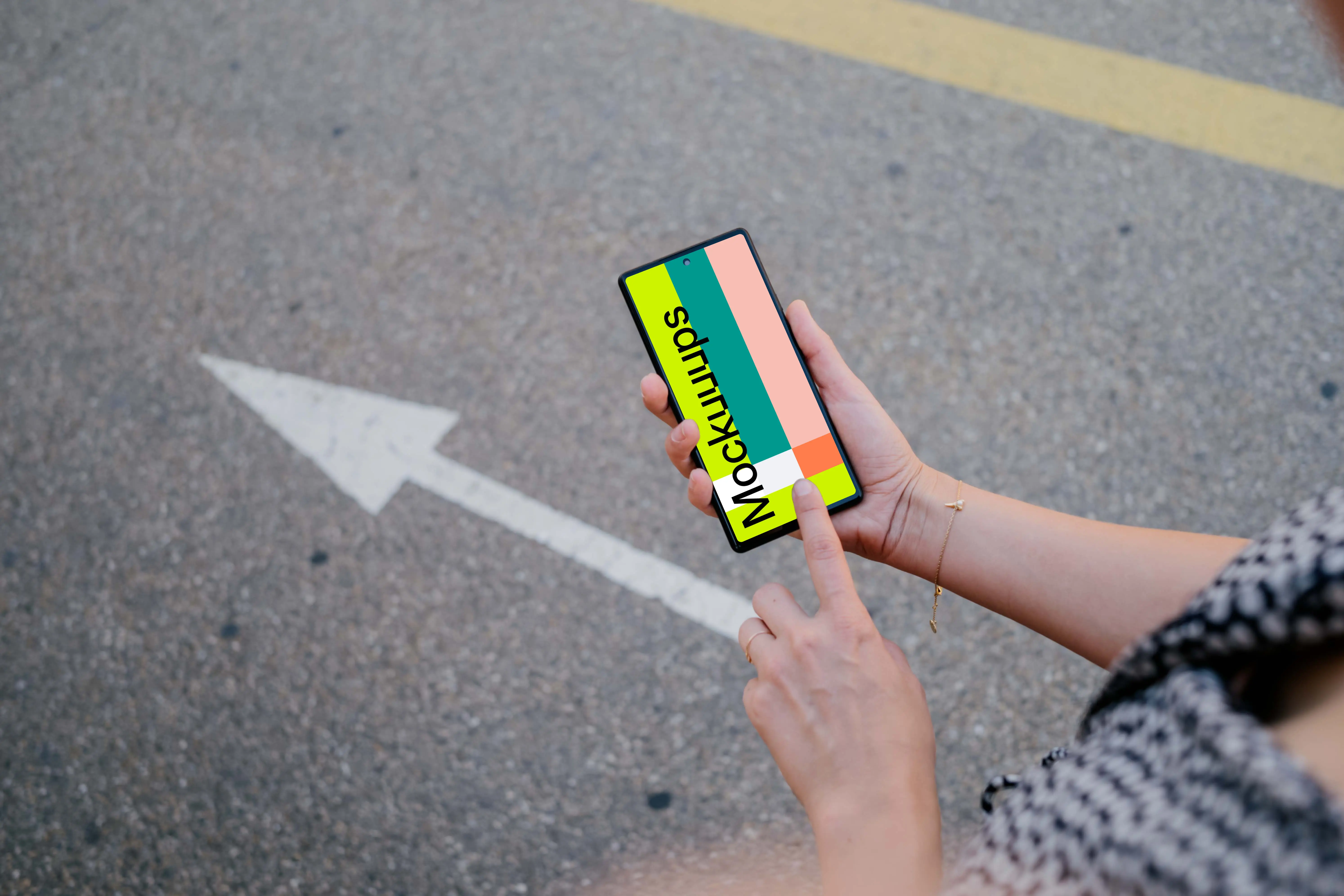 Female typing on a Google Pixel mockup