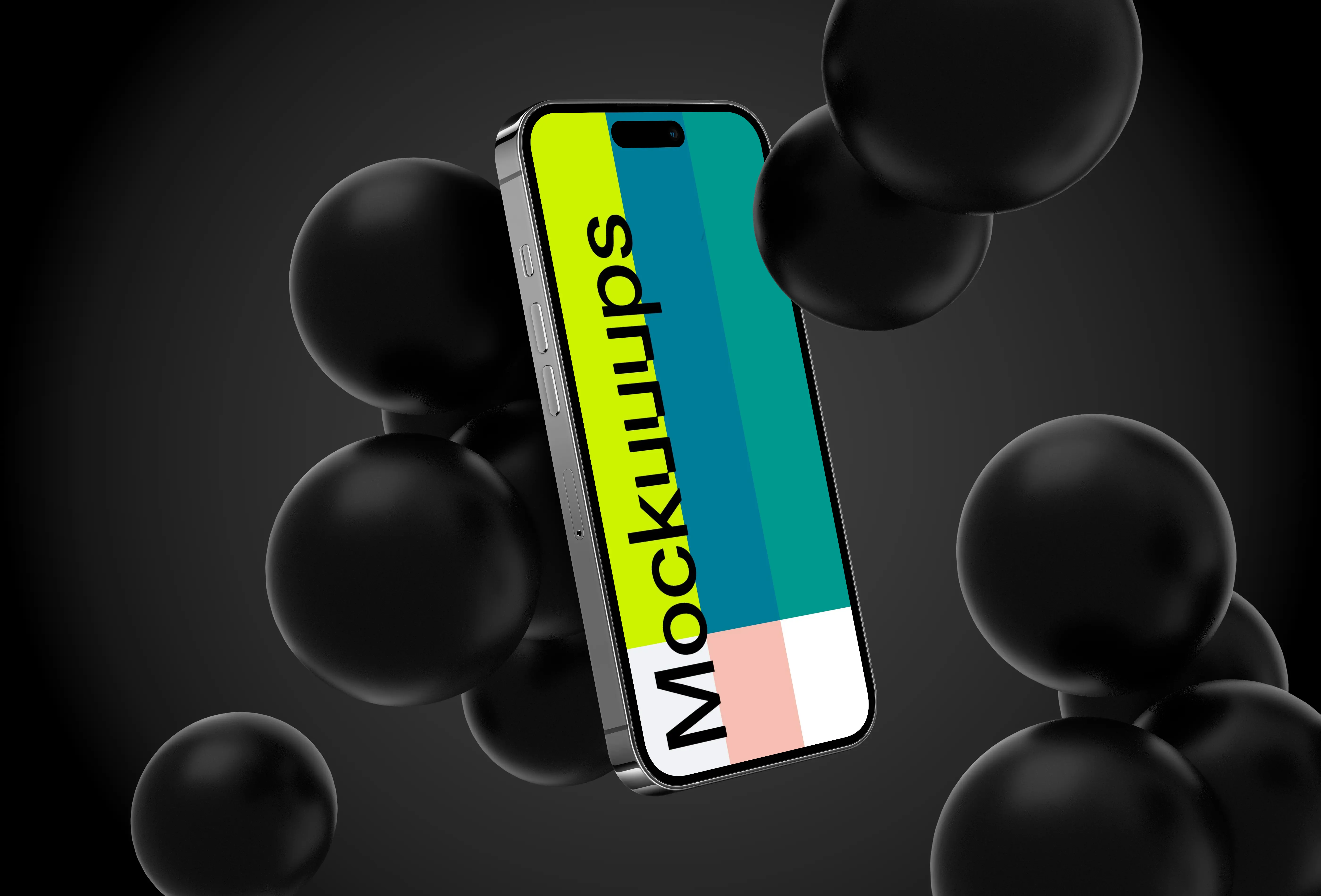 Flying Smartphone Mockup with Spheres