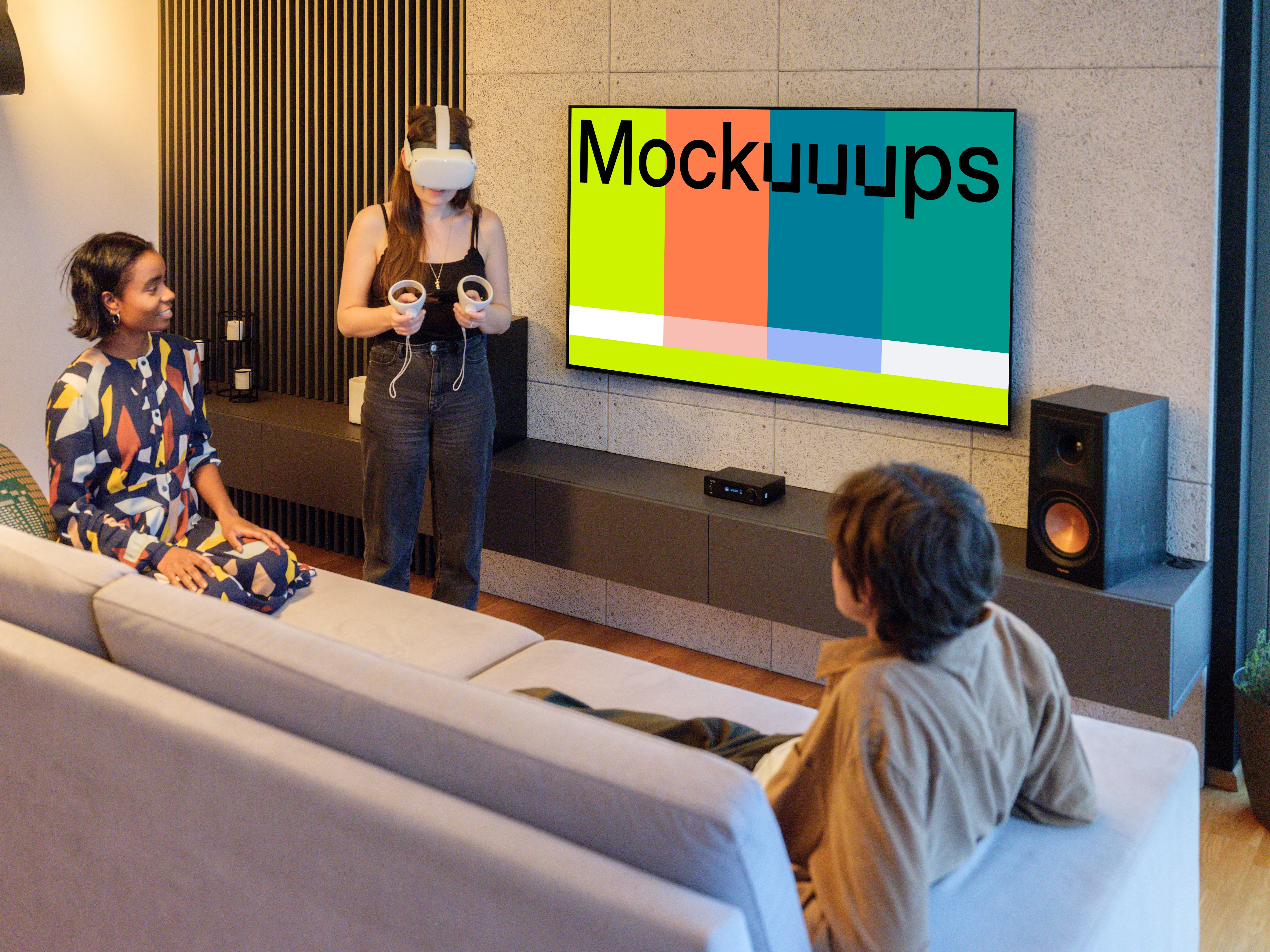 Gaming Television mockup in a modern living room